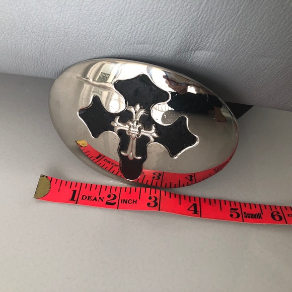Belt Buckle -Silver plated with Cross
